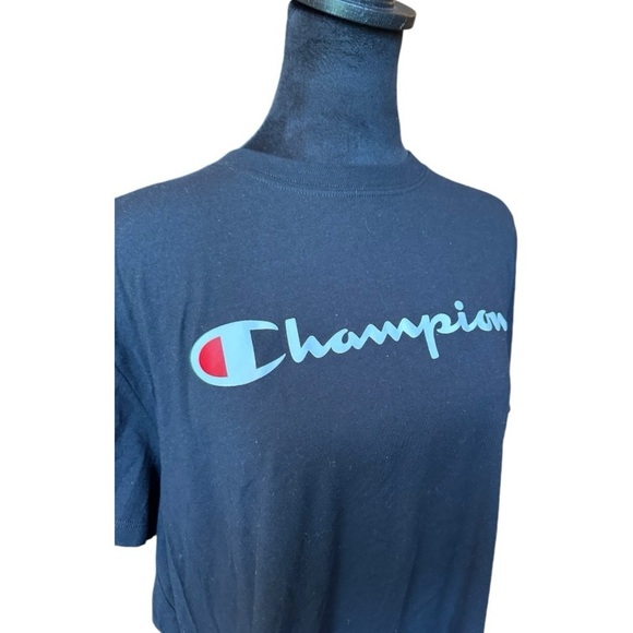 Champion Logo Black Tee Shirt - Size XL - Picture 6 of 8